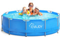 EVAJOY 12ft x 30in Metal Frame Swimming Pool, Outdoor Round Above Ground Pool with Steel Frame, Heavy-Duty PVC, Easy Assembly for Backyard, Garden, Lawn