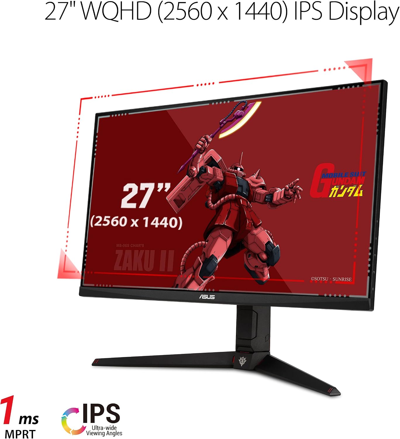 ASUS TUF Gaming 27' 1440P HDR Monitor (VG27AQGL1A) ZAKU II Edition - QHD (2560 x 1440), 170Hz, 1ms, IPS, G-SYNC Compatible, Extreme Low Motion Blur Sync, 130% sRGB, Eye Care, DisplayPort, HDMI, USB