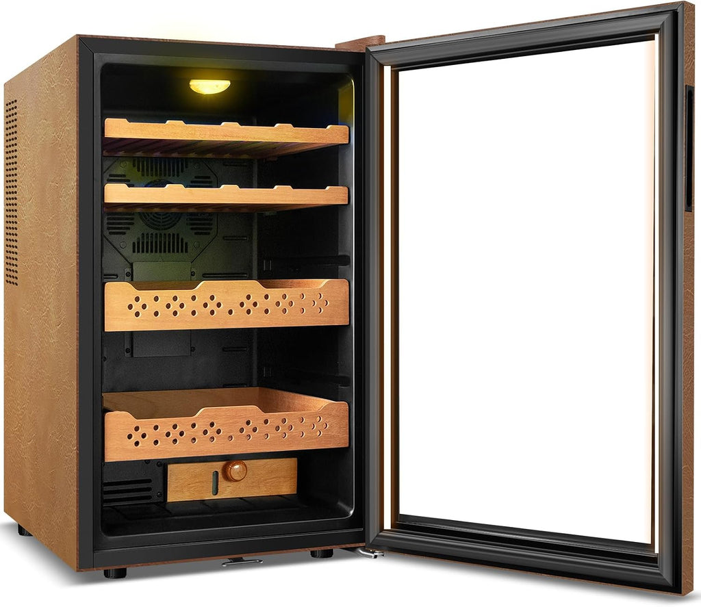 70L Upgraded Electric Humidor, 400 Counts Large Capacity,Thermostatic Electric Cooler Cabinet with Digital LED Screen, Safety Lock,Smart Humidity & Temp Control, Gifts for Men