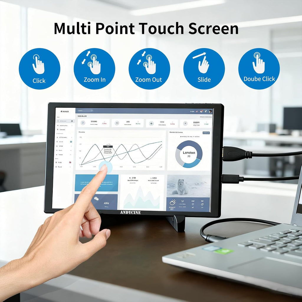 ANDYCINE N10 10.1inch 1920x1200 Touchscreen HDMI Monitor with Build-in Speakers 75mm Vesa, H/V Rotation Mirror Function Support HDCP Teleprompter Monitor Compatible for for Laptop,PC,Game Consoles