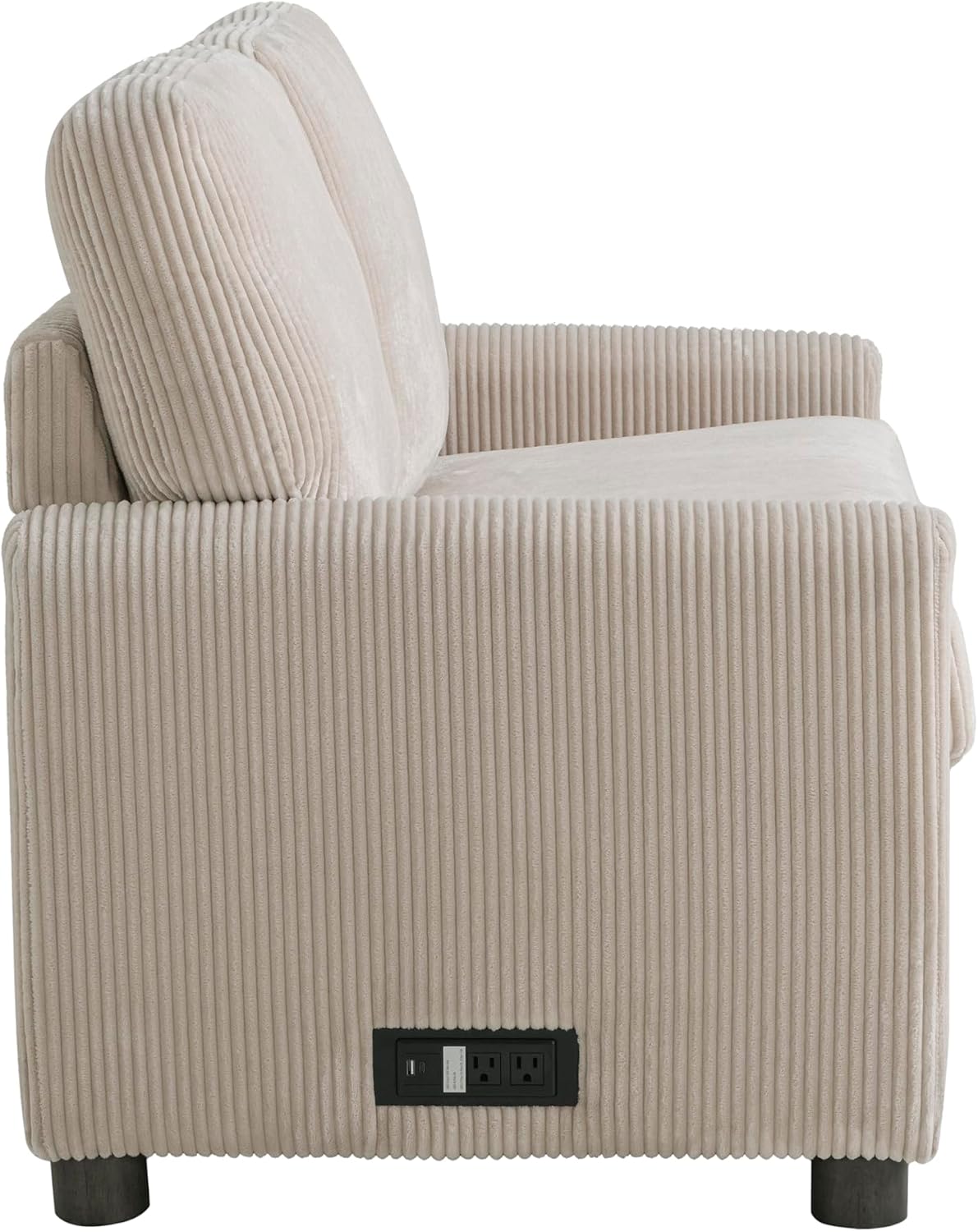 Serta® Darnold 53.5' Pull-Out Sleeper Loveseat, Twin Size, Dreamcoil® Comfort, Memory Foam Pull-Out Mattress, USB-C and USB-A Power Ports, Soft Corduroy Fabric, Beige