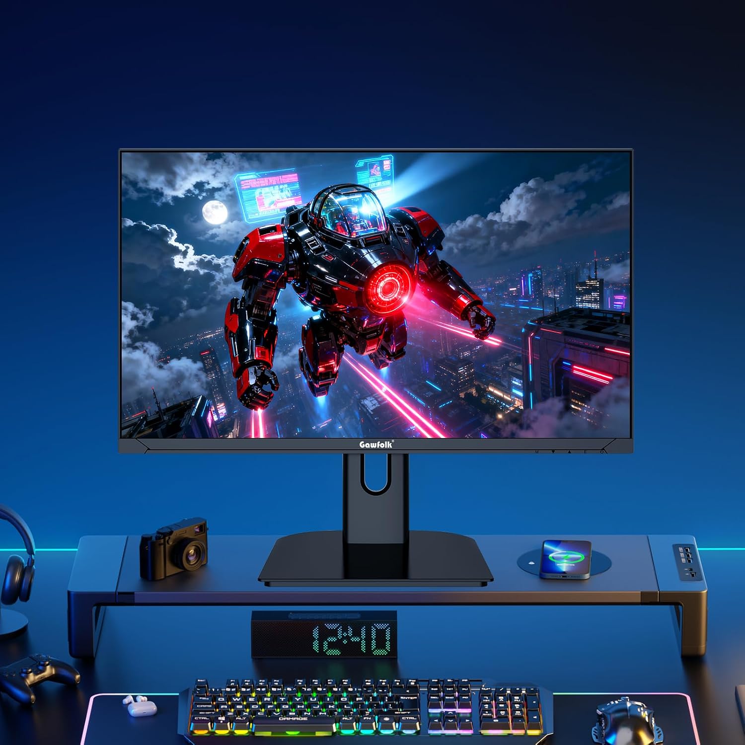 Gawfolk 27 inch 2K QHD(2560×1440) PC Screen, 180Hz Gaming Monitor, 1ms Without Bezel, FreeSync,100% sRGB, 178° Wide Viewing Angle, HDMI2.0 & DisplayPort 1.4, 75 * 75MM Wall Mount Compatible- Black