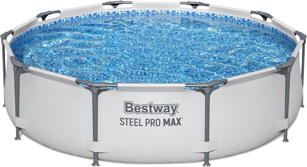 Bestway Steel Pro MAX 10' x 30' Above Ground Pool, Round Metal Frame Outdoor Swimming Pool Set with Filter Pump & Type I Cartridge, Gray