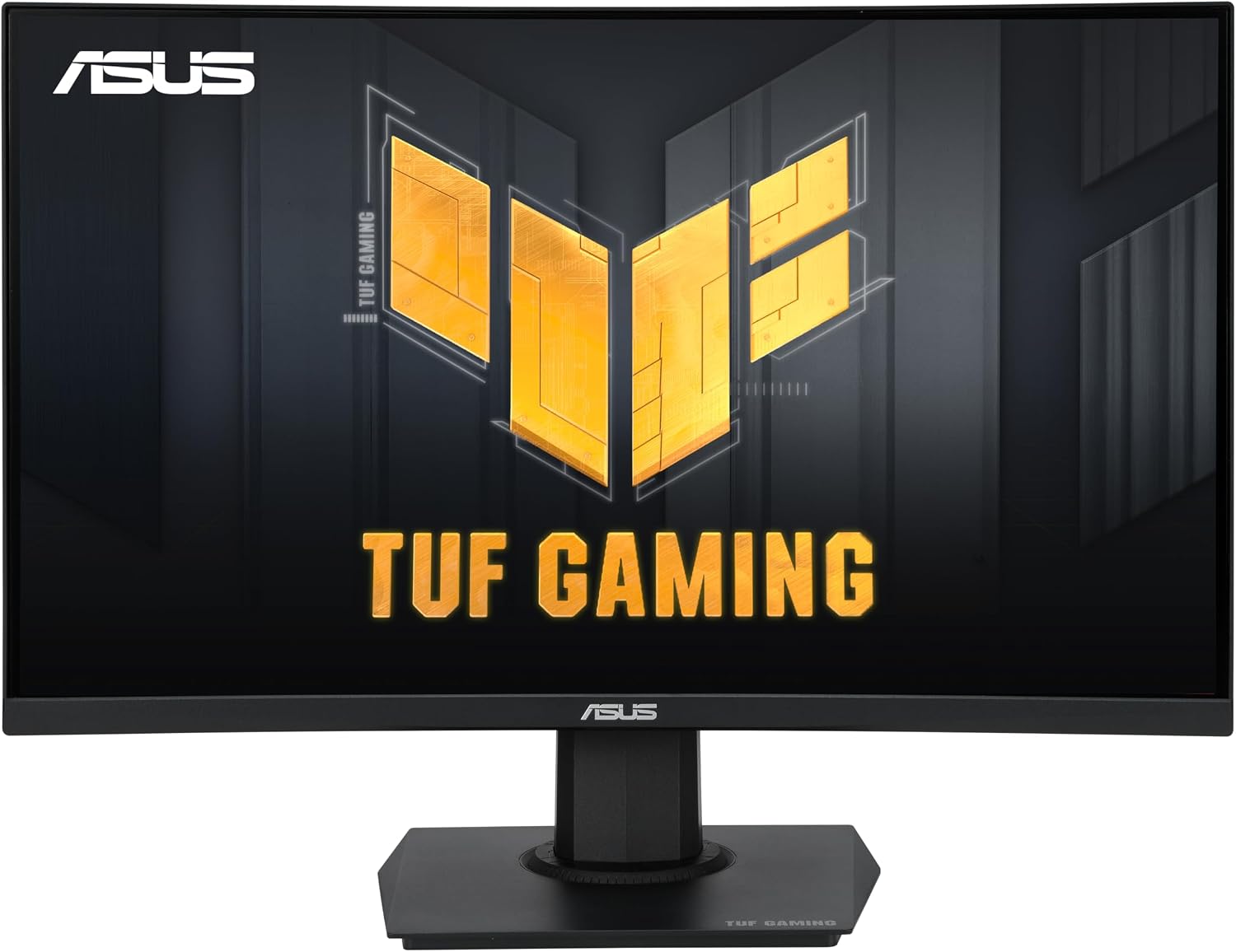 ASUS TUF Gaming 24' (23.6 inch viewable) Curved Monitor (VG24VQER) – FHD, 180Hz, 1ms, DCI-P3 90%, Extreme Low Motion Blur Sync, FreeSync, Shadow Boost, Eye Care, DisplayWidget Center, 3yr Warranty