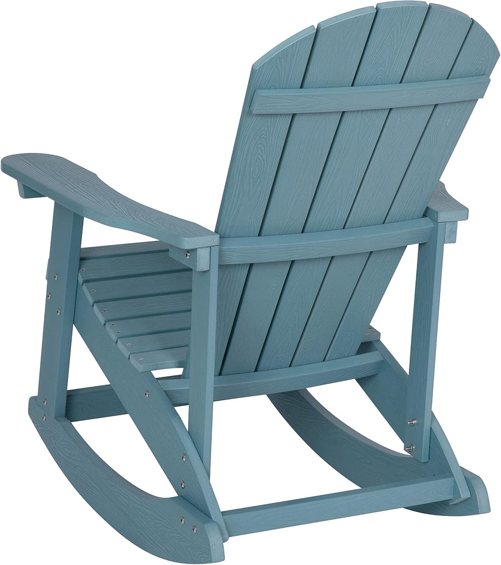 Flash Furniture Savannah Poly Resin Wood Adirondack Rocking Chair - All Weather Sea Foam Polystyrene - Stainless Steel Hardware - Set of 2