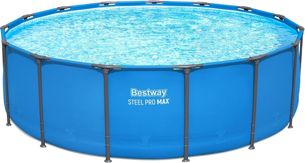 Bestway Steel Pro MAX 15' x 48' Above Ground Pool, Round Metal Frame Outdoor Swimming Pool for Backyard, Blue, Pool ONLY