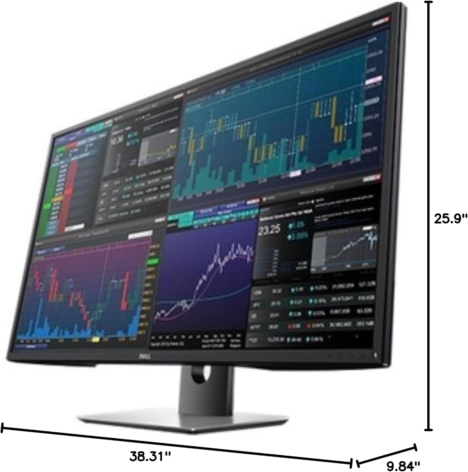 Dell 43' P4317Q Ultra HD 4k Multi Client Monitor, Black/Silver