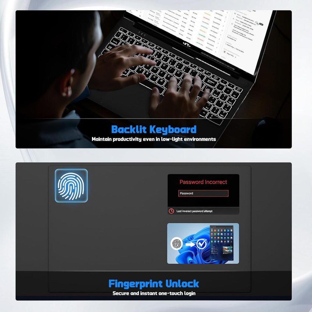 NIMO 15.6' Student Laptop, 8GB RAM 512GB SSD Intel Pentium N150 (Beat i3-1115G4, 4-Core Up to 3.4GHz), FHD Laptop with Backlit Keyboard 65W GaN Type-C Fingerprint, for Business and College Students
