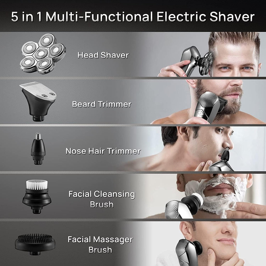 Electric Razor for Men, 6 in 1 Grooming Kits Electric Shaver Facial Body Electric Razor for Men Wet Dry Hair Beard Bald Head Shaving Machine Rechargeable