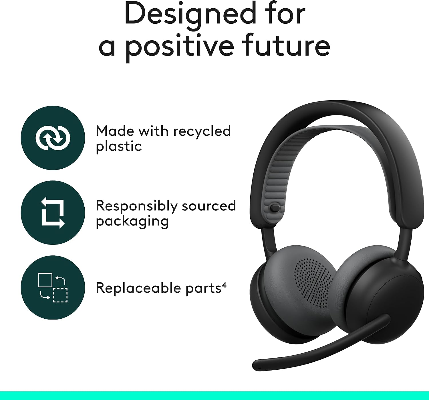 Logitech Zone Wireless 2 ES - Noise-Canceling Wireless Headset with Adaptive Hybrid ANC, Bluetooth - Black