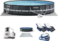 INTEX 26339EH Ultra XTR 24ft x 52in Above Ground Swimming Pool Set with Sand Filter Pump, Inflatable Lounge Pool Recliners (2-Pack) and Inflatable Beverage Cooler