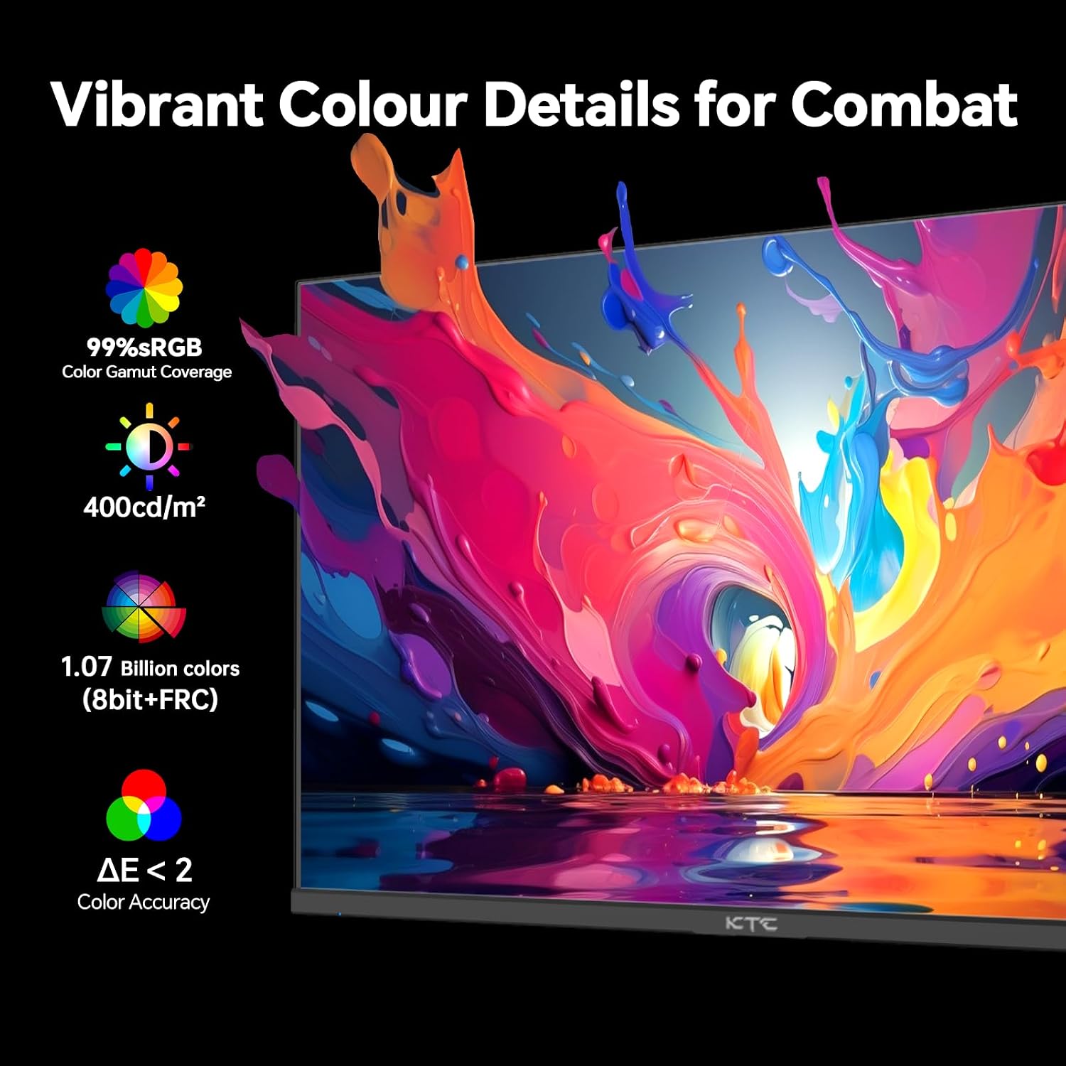 KTC 24 inch Gaming Monitor QHD 180Hz, Fast IPS 1440p Computer Monitor, Up to 185Hz, 1ms, G-Sync/FreeSync, HDR400, Height Adjustable, 2 x HDMI, 1 x DP H24T7 (Renewed)