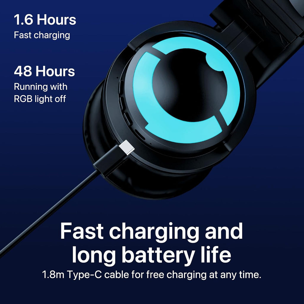 YOWU Cat Ear Headphones, Cute Cat Ear Gaming Headsets with Bluetooth 5.2 for PC/PE/Switch/PS4/PS5, Built-in Mic & Customizable RGB Light Effect for Anime Lovers(CE Black)