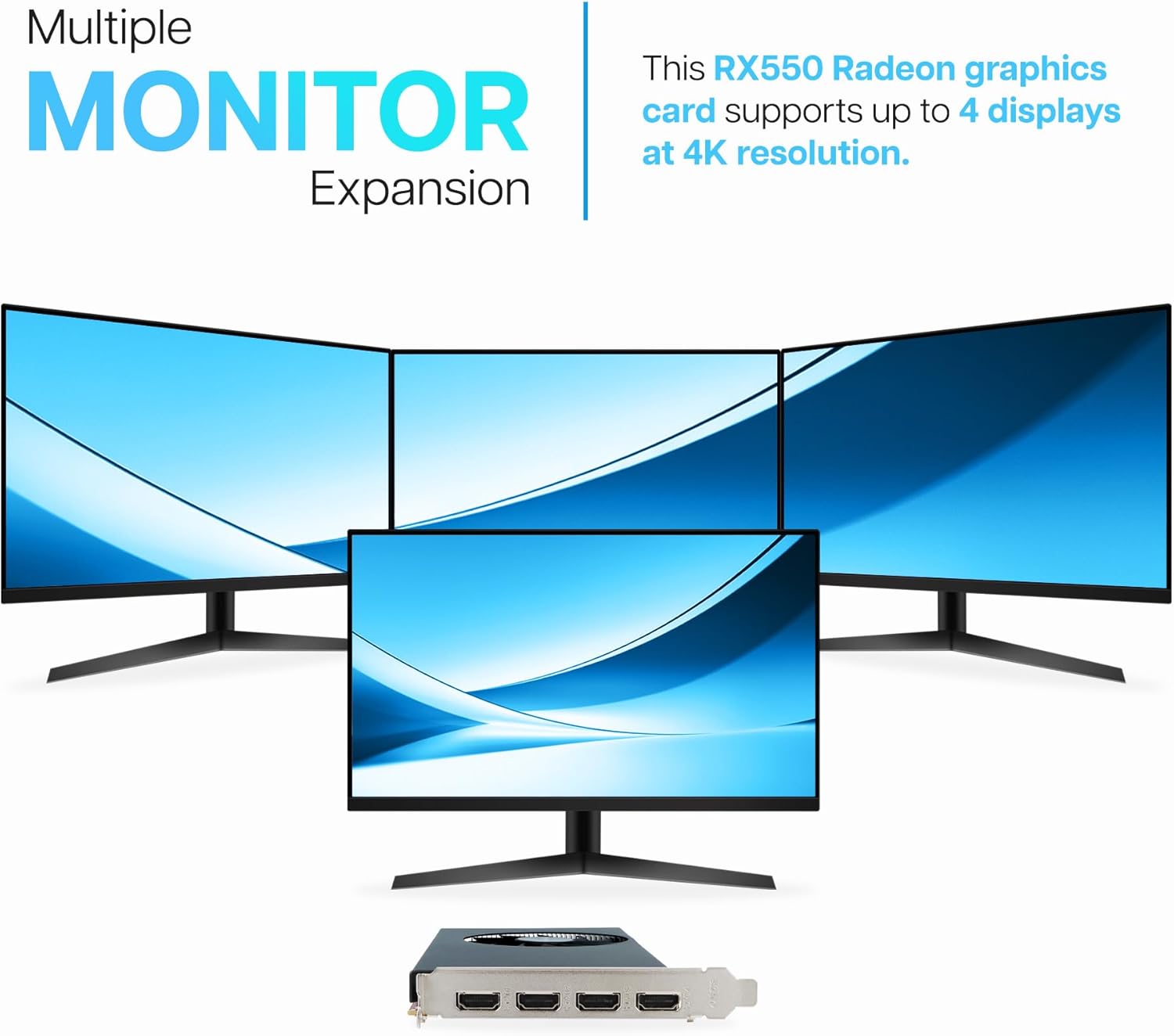 VisionTek AMD Radeon RX 550 4GB GDDR5 for PC – Computer Graphics Card: Supports 4k Monitor Resolution – x4 DisplayPort Outputs, PCI Express 3.0, DirectX 12, Bus-Powered - 901458