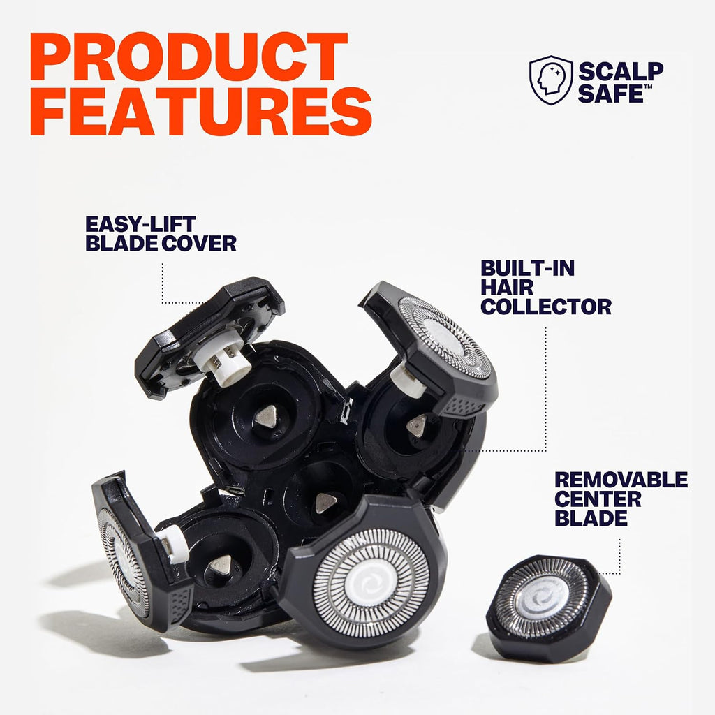 Freebird FlexSeries™ Shaver and Blade - Fast, Smooth, Water-Resistant Electric Head Shaver with 5 Flexible Blades, USB Rechargeable, Ideal for Bald Men and Women