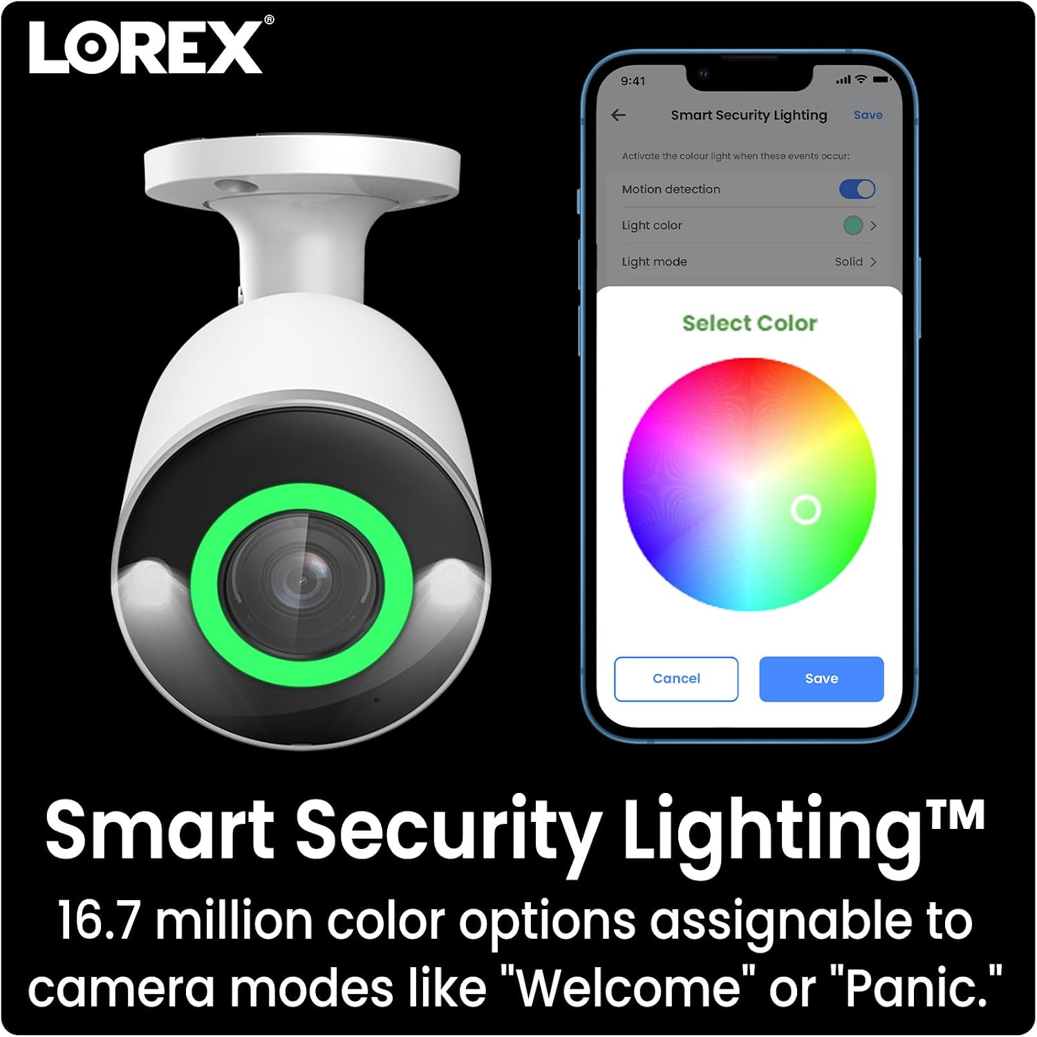Lorex 4K Smart Security Lighting Deterrence Bullet AI PoE IP Wired Camera with Color Night Vision and Motion Activated LED Lights