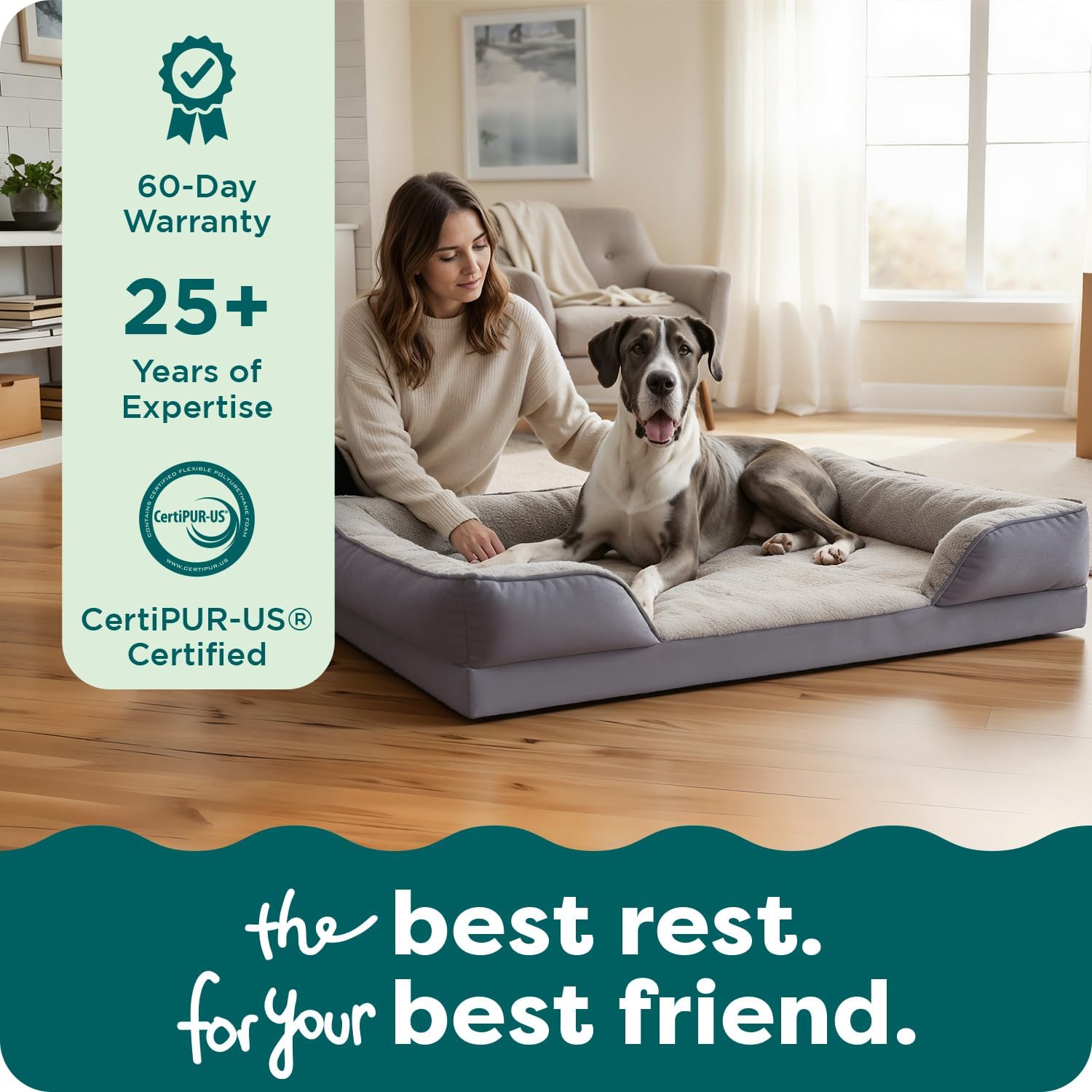 FurHaven Cooling Gel Dog Bed for Large Dogs, Perfect Comfort Sofa Bed with Cool Gel-Top Foam with a Solid Orthopedic Foam Base, Removable Washable Cover, Jumbo Plus XXL, Plush & Velvet, Granite Gray.
