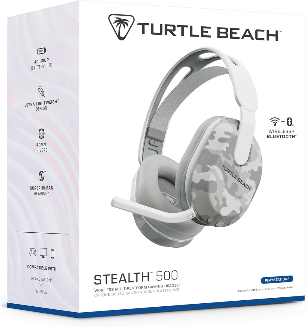 Turtle Beach Stealth 500 Arctic Camouflage Playstation Wireless Gaming Headset w/ 40 hour Battery and Bluetooth for PS5, PS4, PC and Mobile