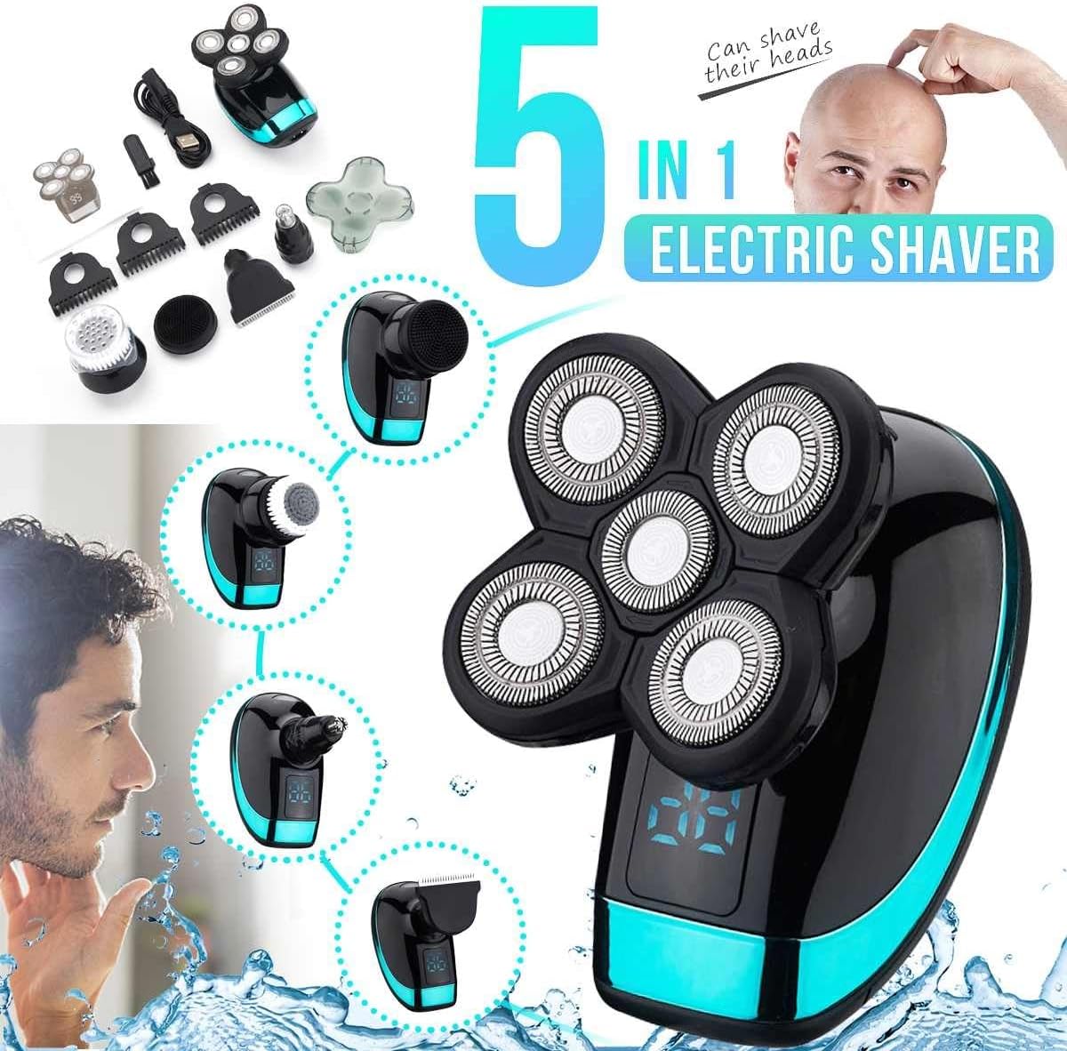 Head Shavers for Bald Men, Wet Dry Electric Shaver for Men Beard Hair Trimmer Electric Razor Rechargeable Bald Shaving Machine LCD Display Grooming Kit