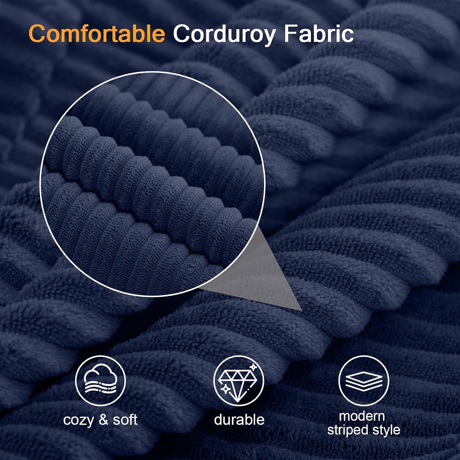 COMAX Convertible Sofa Bed Queen, Corduroy Folding Floor Couch Pull Out Couch Bed Futon Sleeper with Pillows, Fold Out Boneless Sofa Comfy Lounge Mattress Loveseat for Living Room Bedroom, Navy