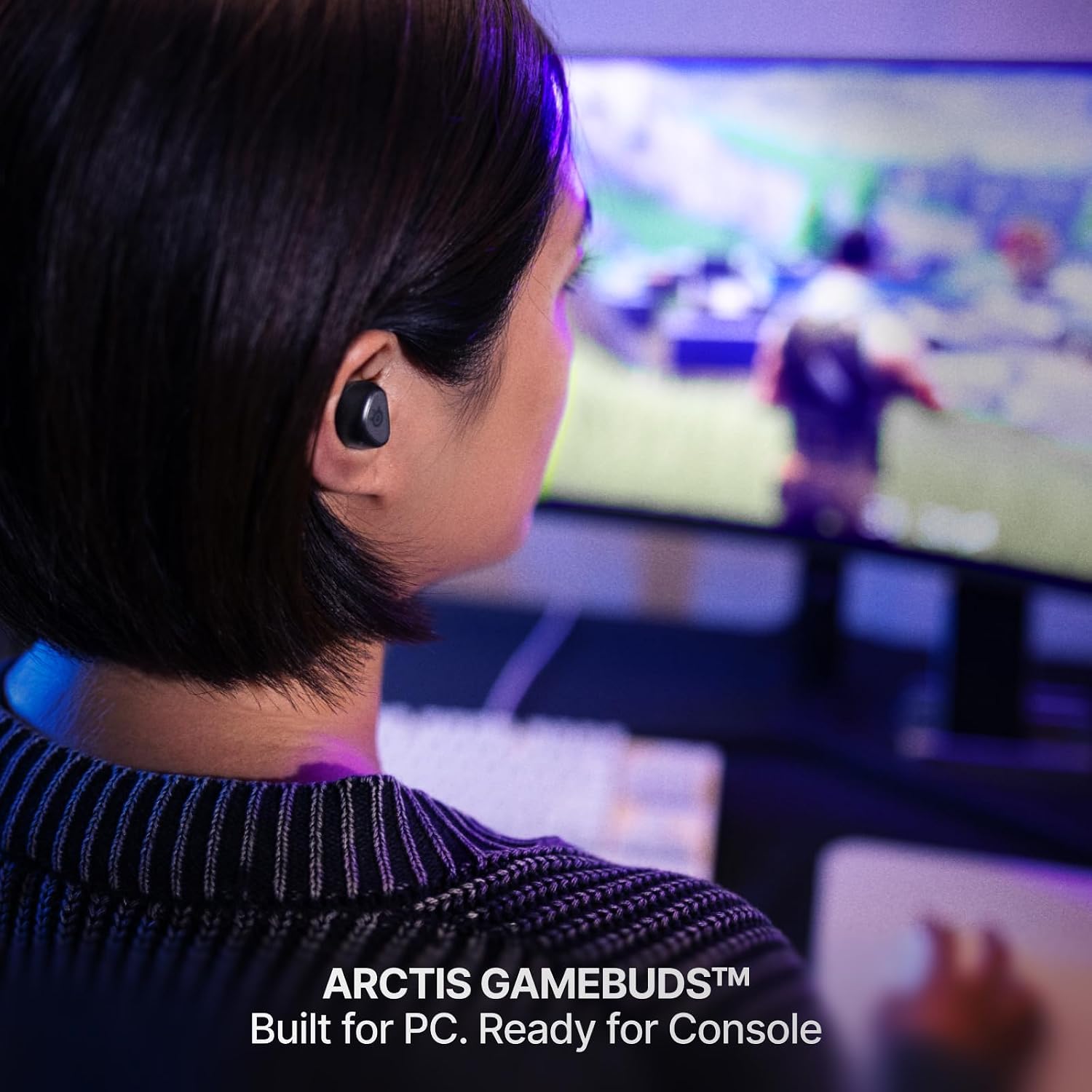SteelSeries Arctis GameBuds for PlayStation/PC/Switch/Mobile — 2.4GHz + Bluetooth 5.3 Earbuds — ANC — Mobile App Sound Presets — Water Resistant IP55 — 40H Battery with Qi Charging Case - Black