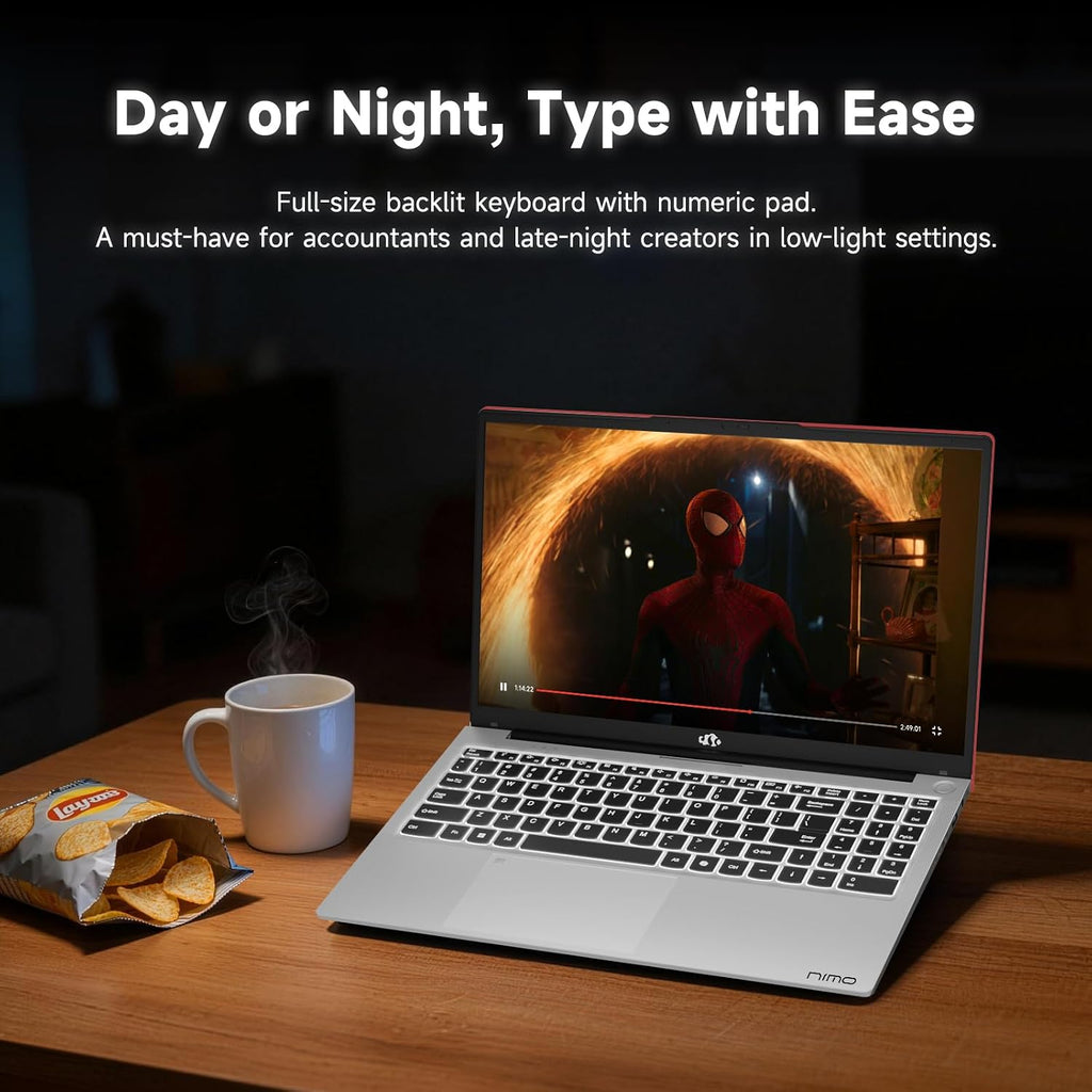 NIMO 15.6' FHD Student Laptop, Quad-Core(Beats i3, up to 3.6GHz), 8GB RAM 256GB SSD, Computer with 65W PD Fast Charging, Backlit Keyboard, Fingerprint, Wi-Fi 6, for College Study and Business Home