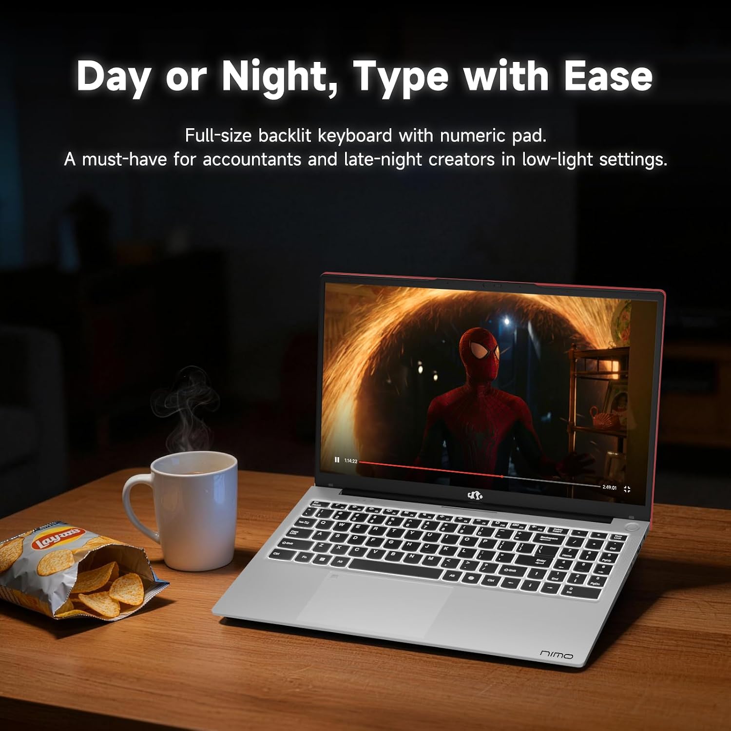 NIMO 15.6' FHD Student Laptop, Quad-Core(Beats i3, up to 3.6GHz), 8GB RAM 256GB SSD, Computer with 65W PD Fast Charging, Backlit Keyboard, Fingerprint, Wi-Fi 6, for College Study and Business Home
