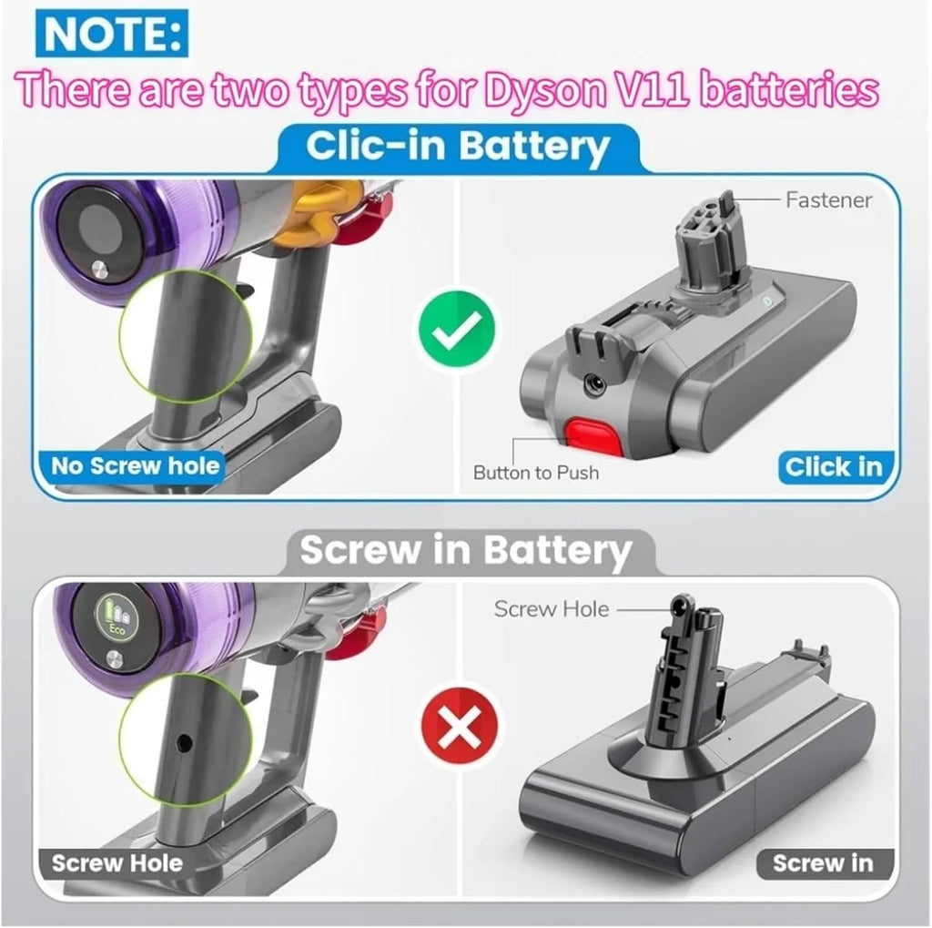 25.2V 6000mAh/8000mAh Rechargeable Battery, Compatible with Dyson V11 (SV15/SV16/SV17/SV18/SV22) Absolute/Animal/Fluffy Vacuum(8000mAh)