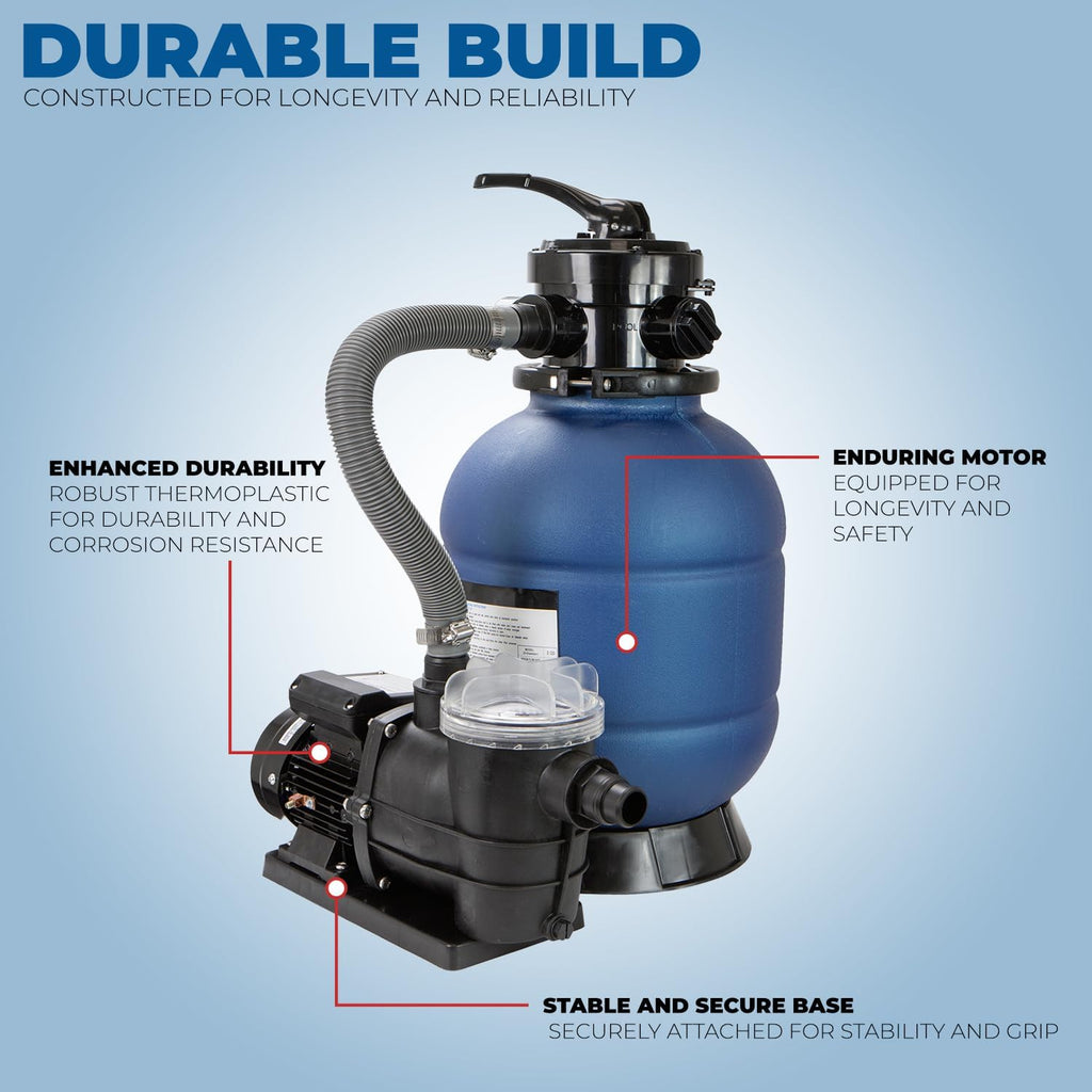 XtremepowerUS 13' Sand Filter 3/4HP Pool Pump 2,400GPH for Above Ground Swimming Pool Multi-Port Valve Up to 10,000 Gallons, 1-1/4'NPT Pool Sand Filter with Enhanced Circulation System