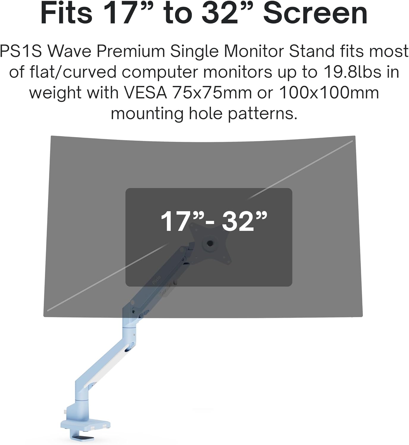 Pixio PX279 Wave Blue 27 inch 240Hz Refresh Rate FHD 1080p Resolution Fast IPS Panel 1ms GTG Resonse Time Gaming Monitor and PS1S Wave Blue Single Monitor Arm - Fits up to 32 inches and 19.8lbs