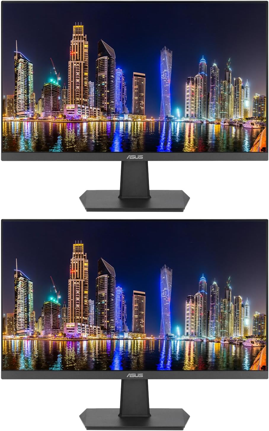 ASUS VA24EHE 24-inch 1920 x 1080 Full HD LED Backlit LCD Frameless Monitor, 2-Pack Bundle with HDMI, DVI-D, VGA Adaptive-Sync, Eye Care, Low Blue Light