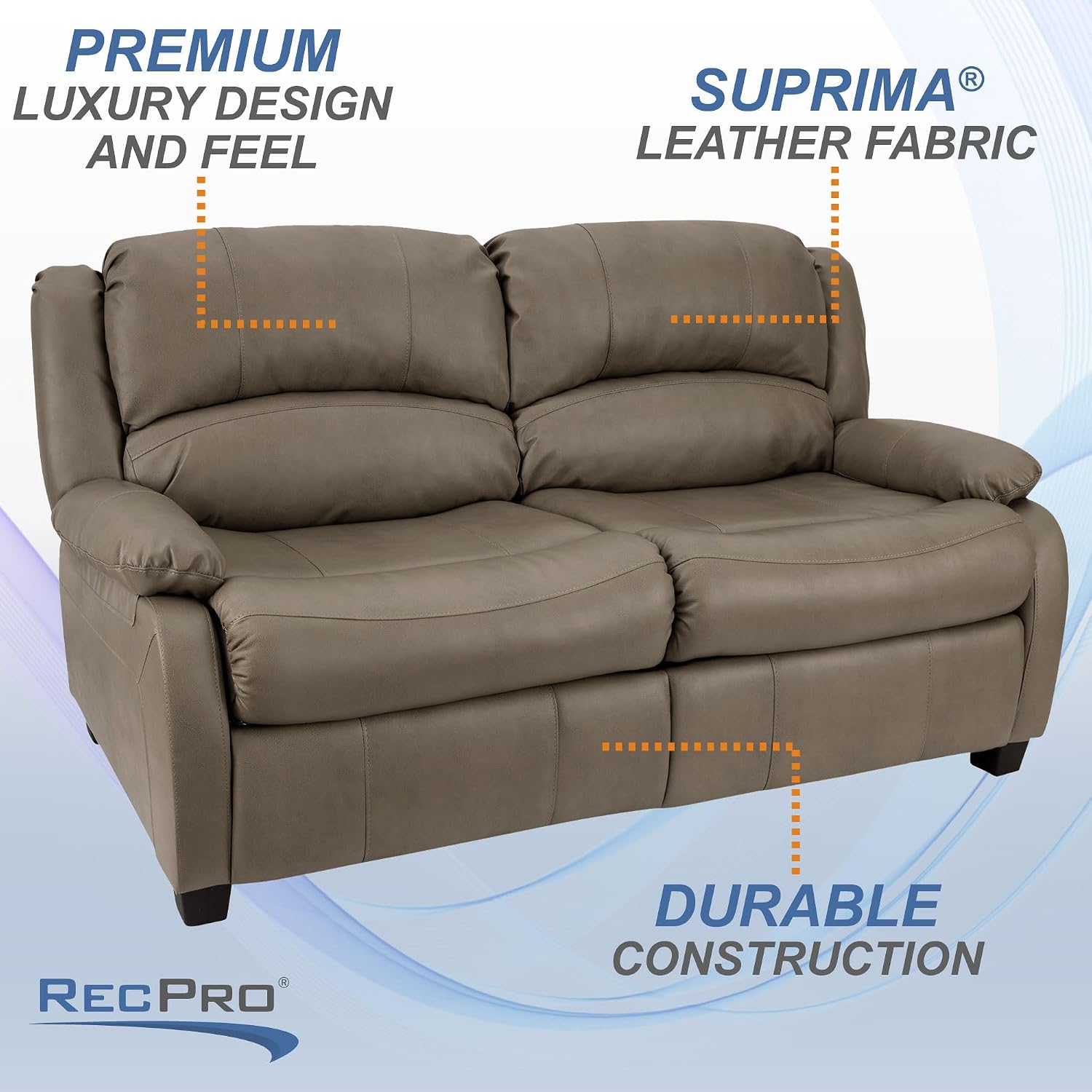 RecPro Charles Collection | 65' RV Hide A Bed Loveseat | Memory Foam Mattress | RV Sleeper Sofa | Pull Out Couch | RV Furniture | RV Loveseat | RV Living Room (Slideout) Furniture | Putty