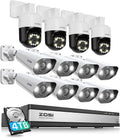 ZOSI 16 Channel 4K PoE Security Camera System with AI Face Person Vehicle Detection, 12 x 5MP 3K Outdoor Bullet PT PoE IP Cameras, 2-Way Audio, Spotlight, 5X Digital Zoom, 4TB HDD for 24/7 Recording