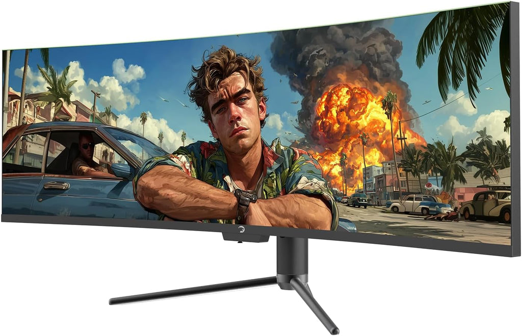 GAMEPOWER DQ49 inch Curved Ultrawide Gaming Monitor, 1Ms, 120Hz Refresh Rate, 32:9, DQHD, 5K 5120x1440p, R1800, 99% sRGB, HDR400, DisplayPort, HDMI, FreeSync, Gsync, Height - Tilt Adjustable