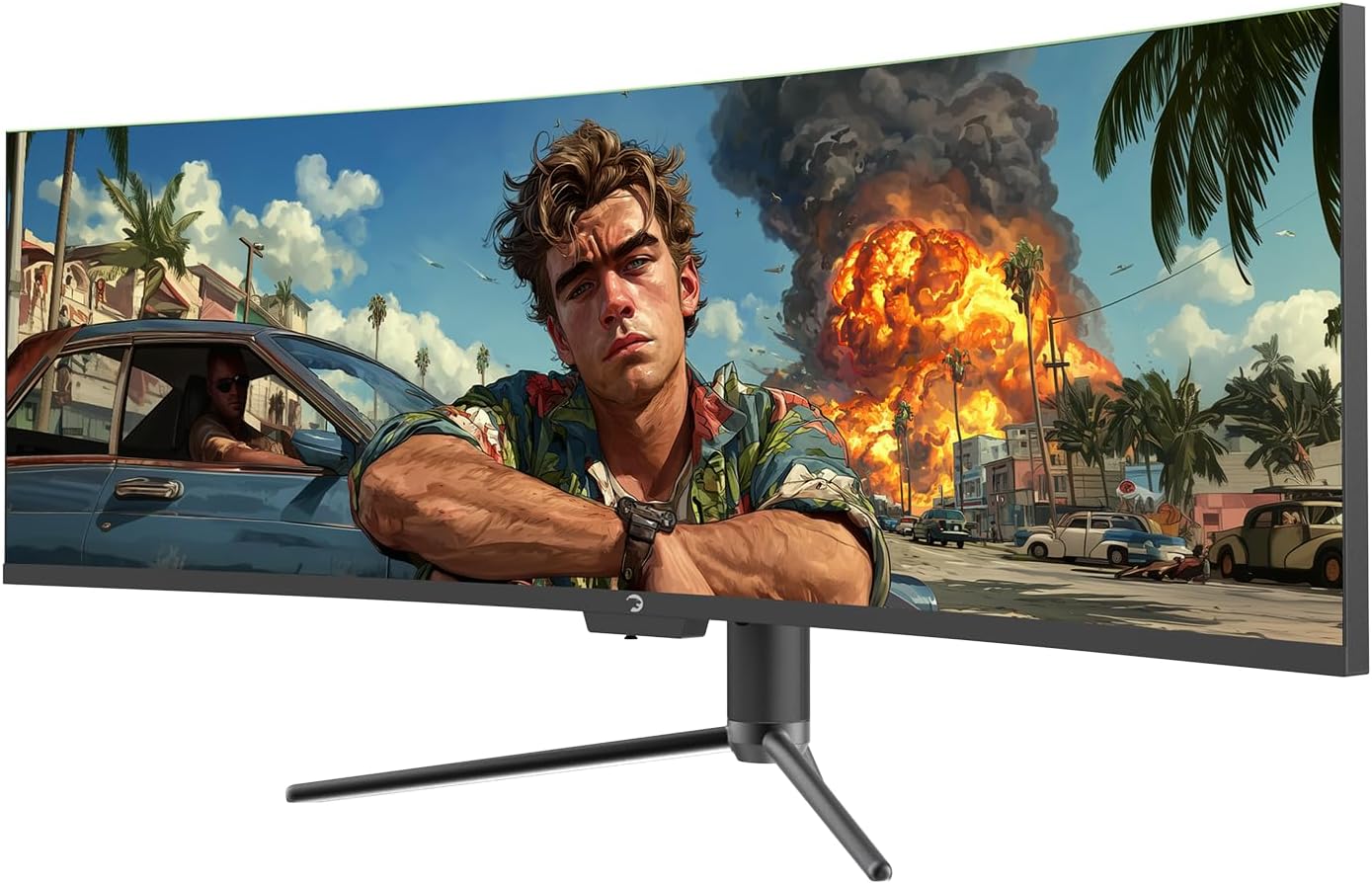 GAMEPOWER DQ49 inch Curved Ultrawide Gaming Monitor, 1Ms, 120Hz Refresh Rate, 32:9, DQHD, 5K 5120x1440p, R1800, 99% sRGB, HDR400, DisplayPort, HDMI, FreeSync, Gsync, Height - Tilt Adjustable