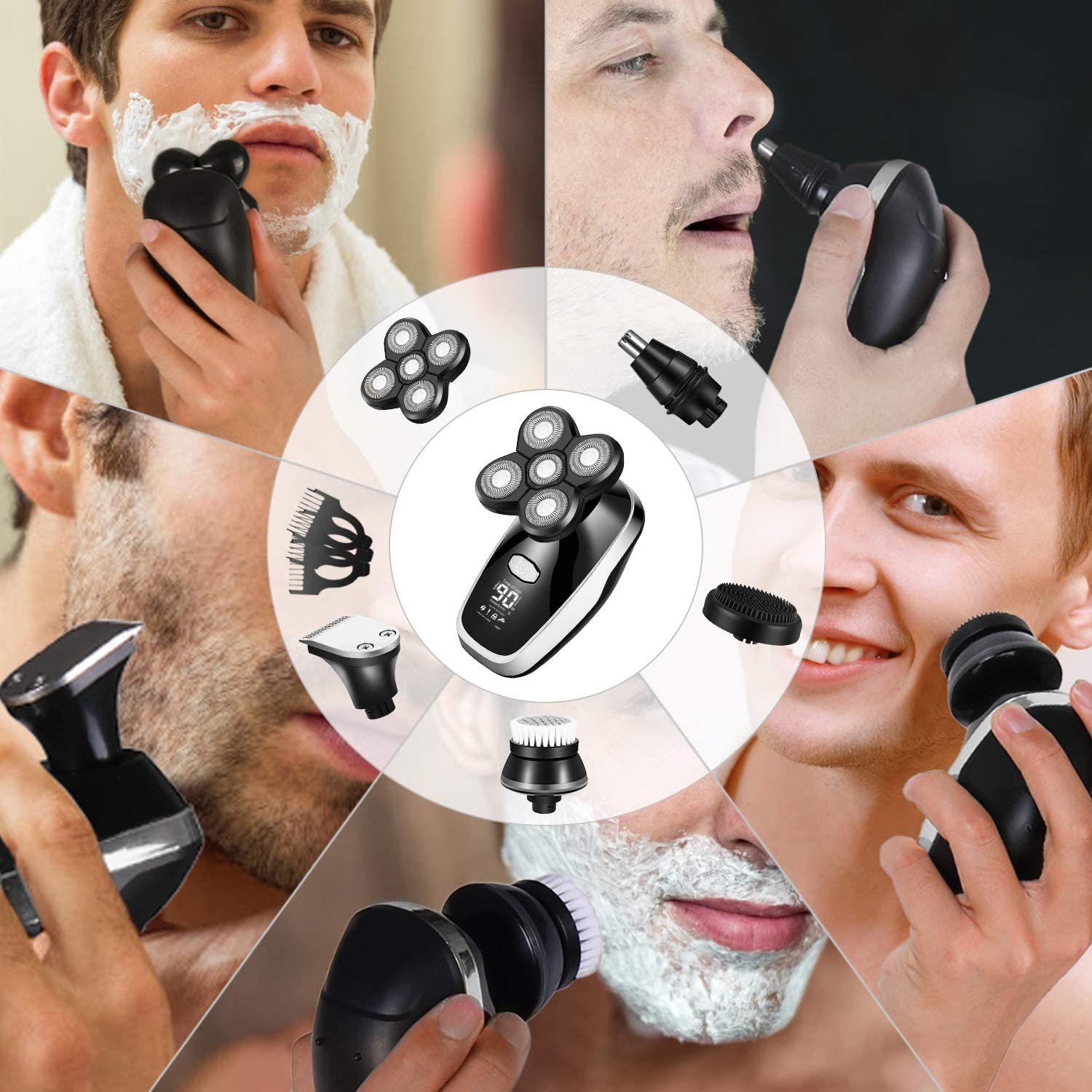 Electric Razor for Men, All in one wet dry grooming electric shaver digital display hair trimmer beard electric razor men facial&body shaving machine