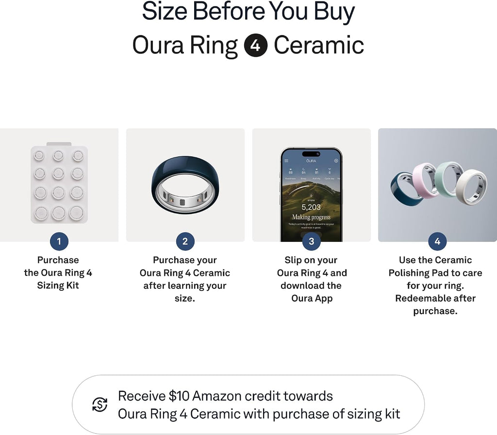 Oura Ring 4 - Ceramic Midnight - Size 8 - Sleep, Activity, Women's Health, AI Advisor, Up to 8 Days of Battery Life, Size Before You Buy, Android & iOS Compatible