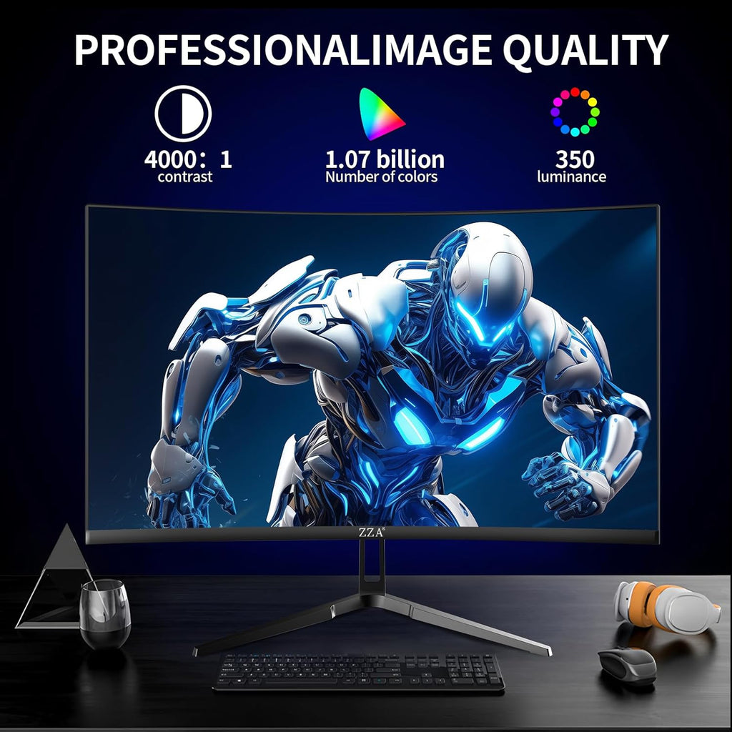ZZA 32 Inch Curved Gaming Monitor 4K 160HZ Computer Monitor UHD 3840 * 2160P VA Screen, 1500R Curved, Supports AMD Freesync, 120% sRGB, Built-in Wall Mountable Installs(HDMI 2.1/DP 1.4)