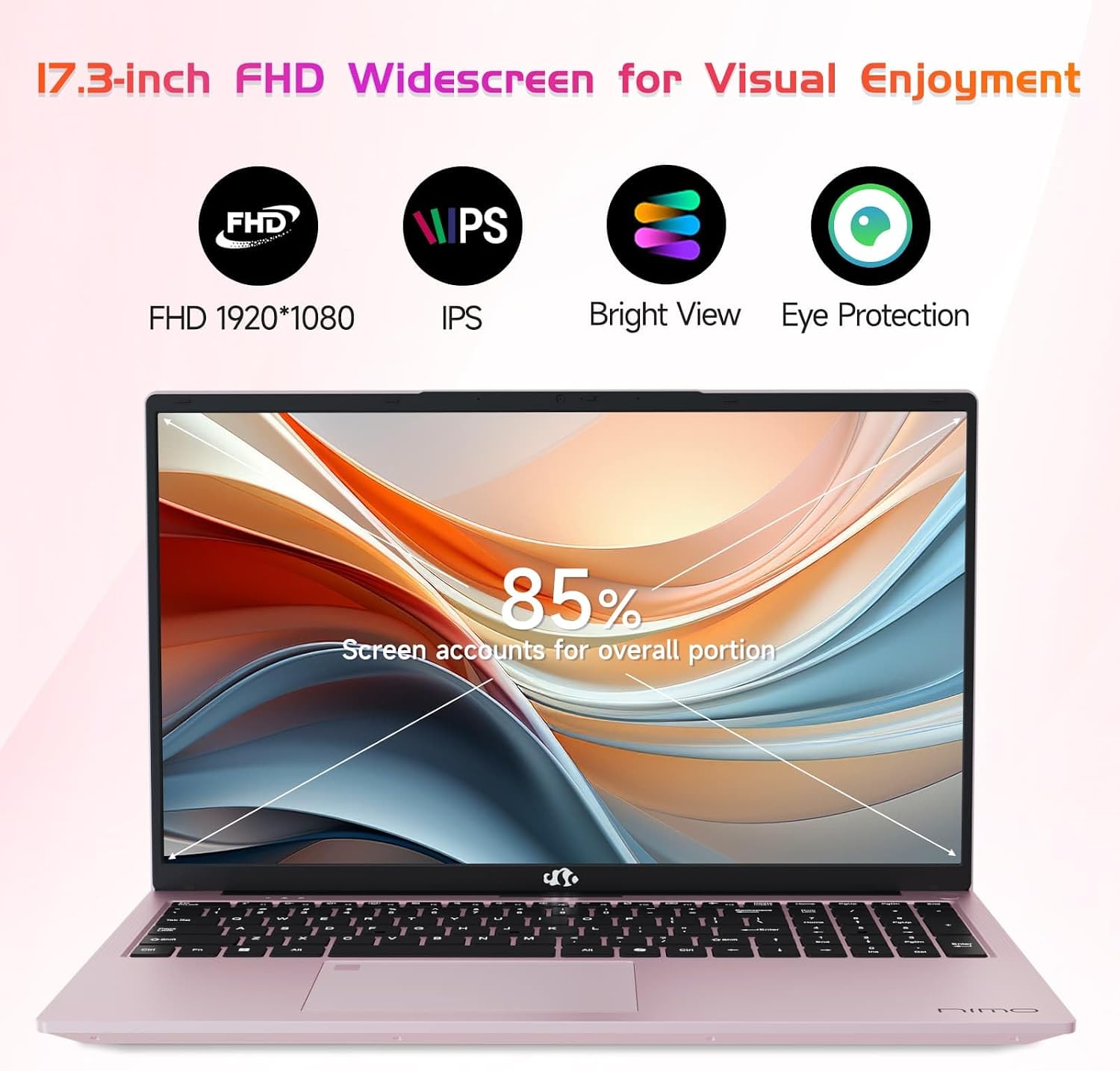 NIMO 17.3' IPS FHD Laptop, 6 Cores i3-1215U Processor (Up to 4.4GHz, Beat Ryzen 5 7520U) 32GB RAM 1TB SSD Computer with 65W Type-C Backlit KB Fingerprint HDMI, for School Home & Business