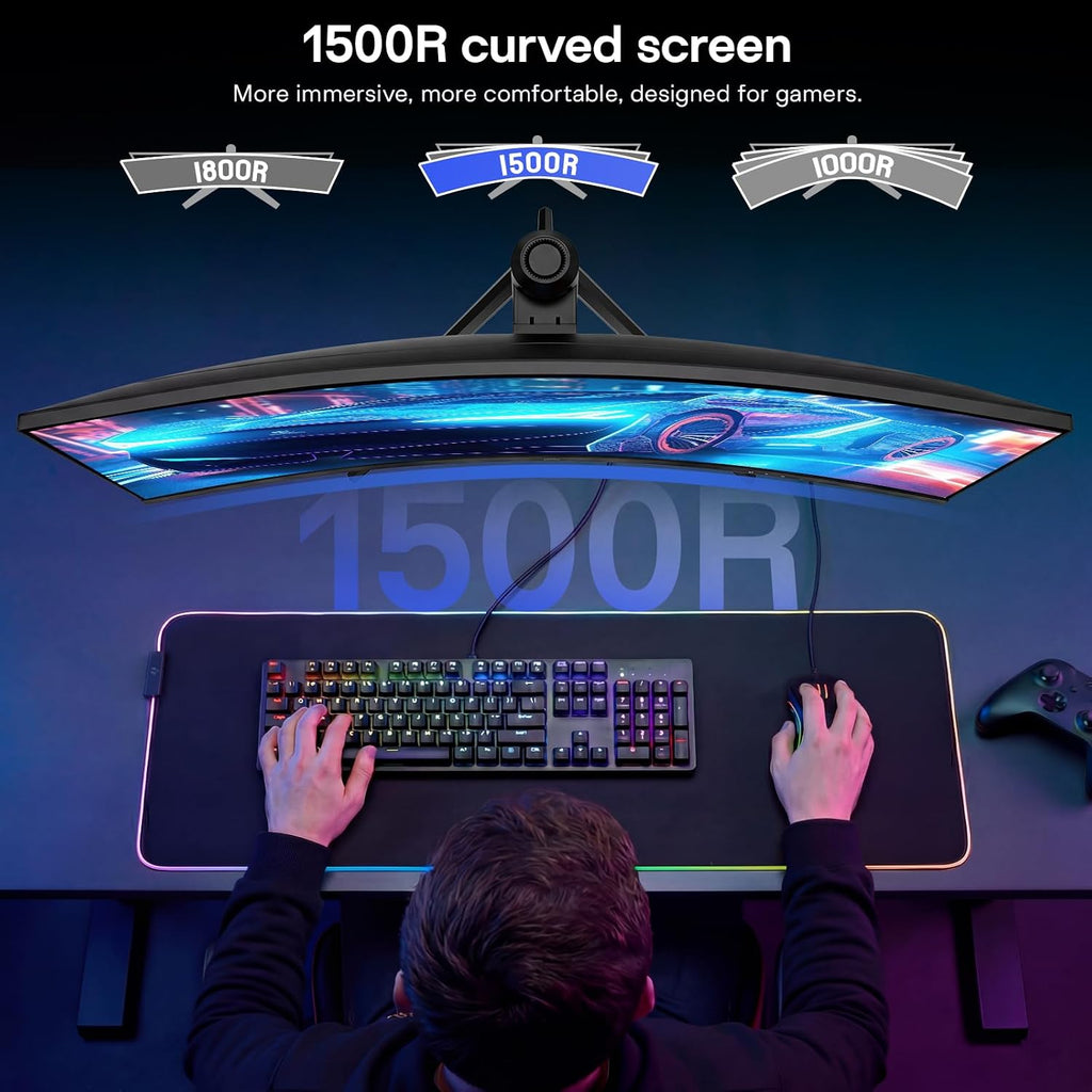 KOORUI 34 inch Ultrawide Curved Gaming Monitor 240Hz, PIP/PBP, 3440x1440P, 21:9 Display, 1500R Curvature. 1ms, Adaptive Sync, DP, HDMI, Vesa amoun,Support PS5,t,Computer Monitor G3441XC