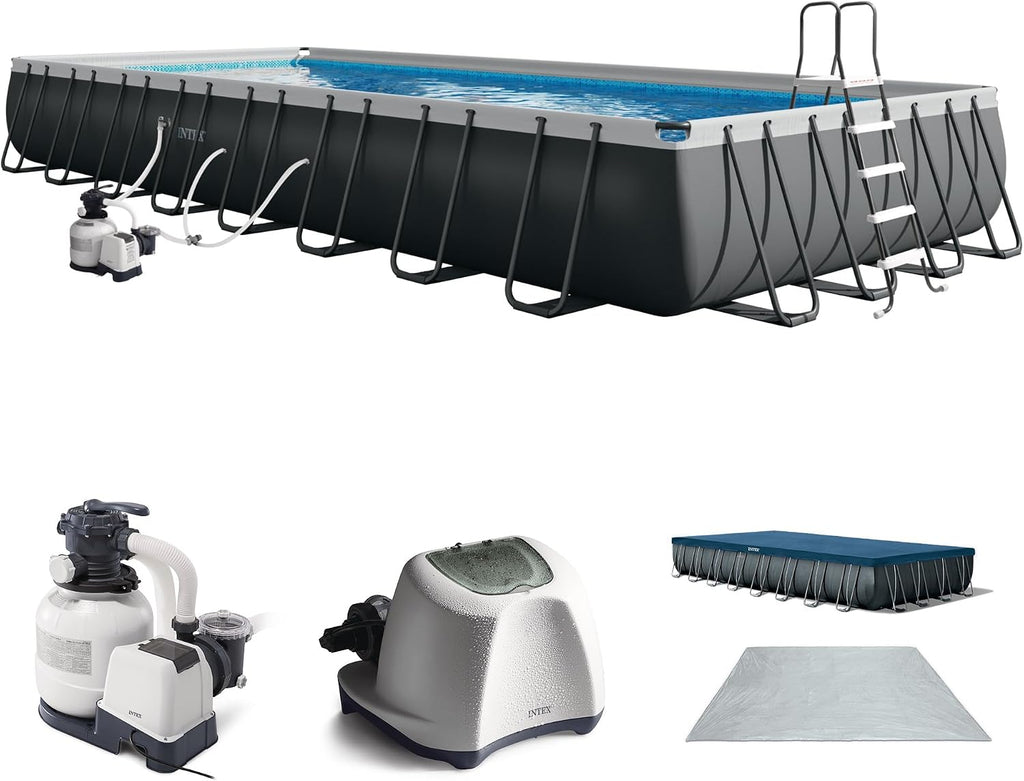 INTEX 26373EH Ultra XTR 32ft x 16ft x 52in Above Ground Swimming Pool Set with Sand Filter Pump and Krystal Clear Saltwater System
