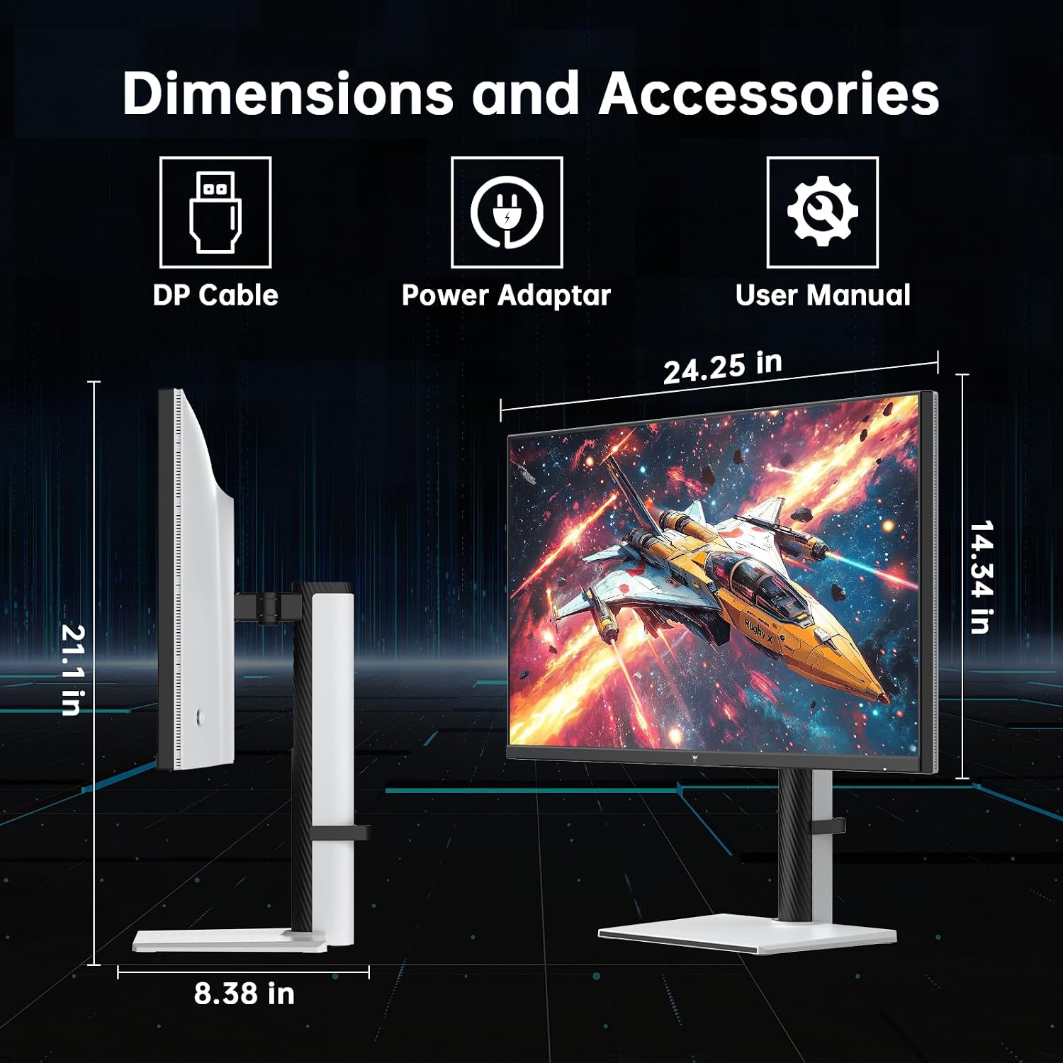 KTC 27 Inch White Gaming Monitor 300Hz/320Hz, QHD 1440P Fast IPS Computer Monitor with Adaptive FreeSync, HDR400, Height/Pivot/Swivel/Tilt Adjustable, DP&HDMI(Renewed)