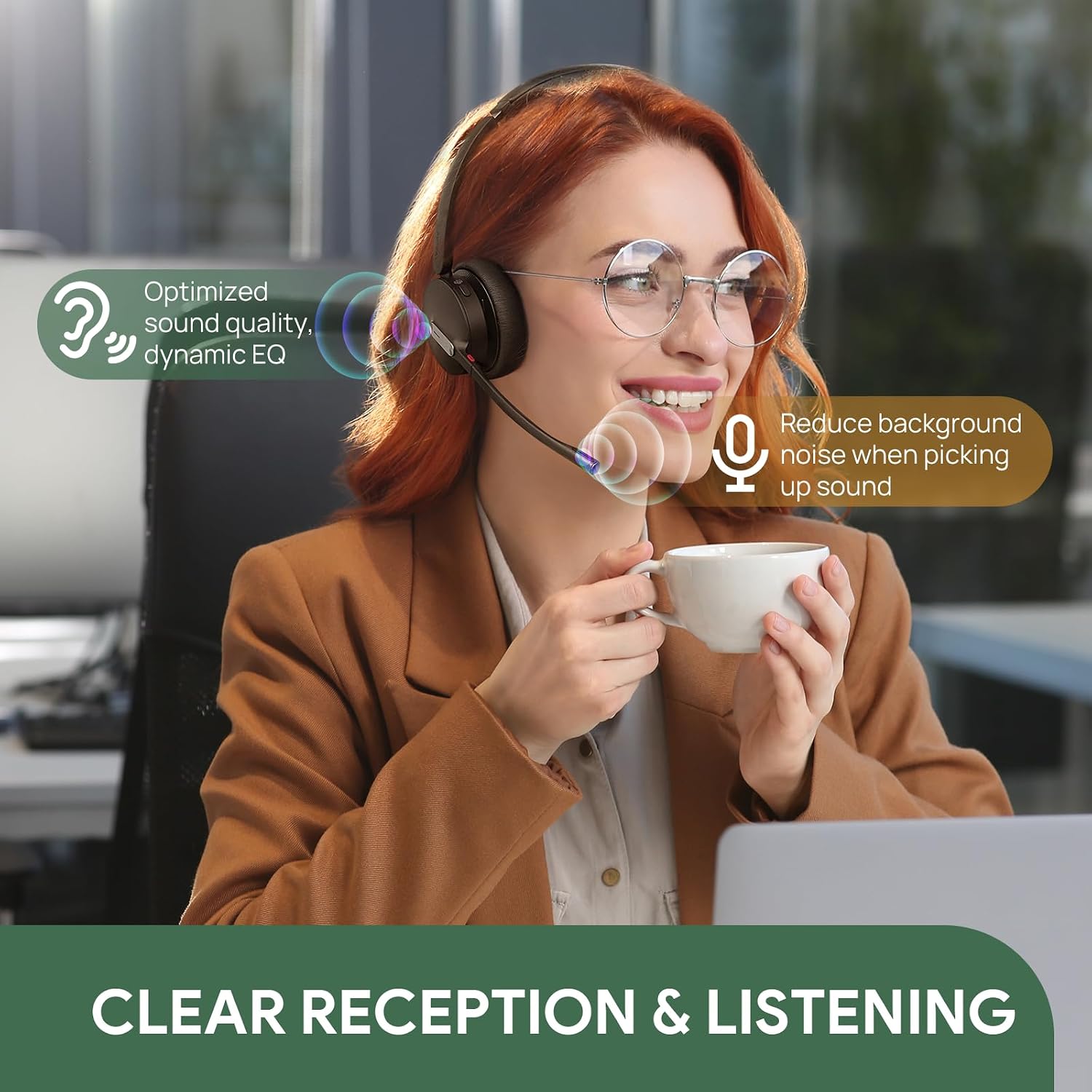 Yealink BH70 Dual Wireless Headset with Mic for Work, Bluetooth Headphone with Teams Certification, up to 35h Talk Time, 147g All-Day Wearing Comfort, Perfect for Open Office Home Hybrid Work