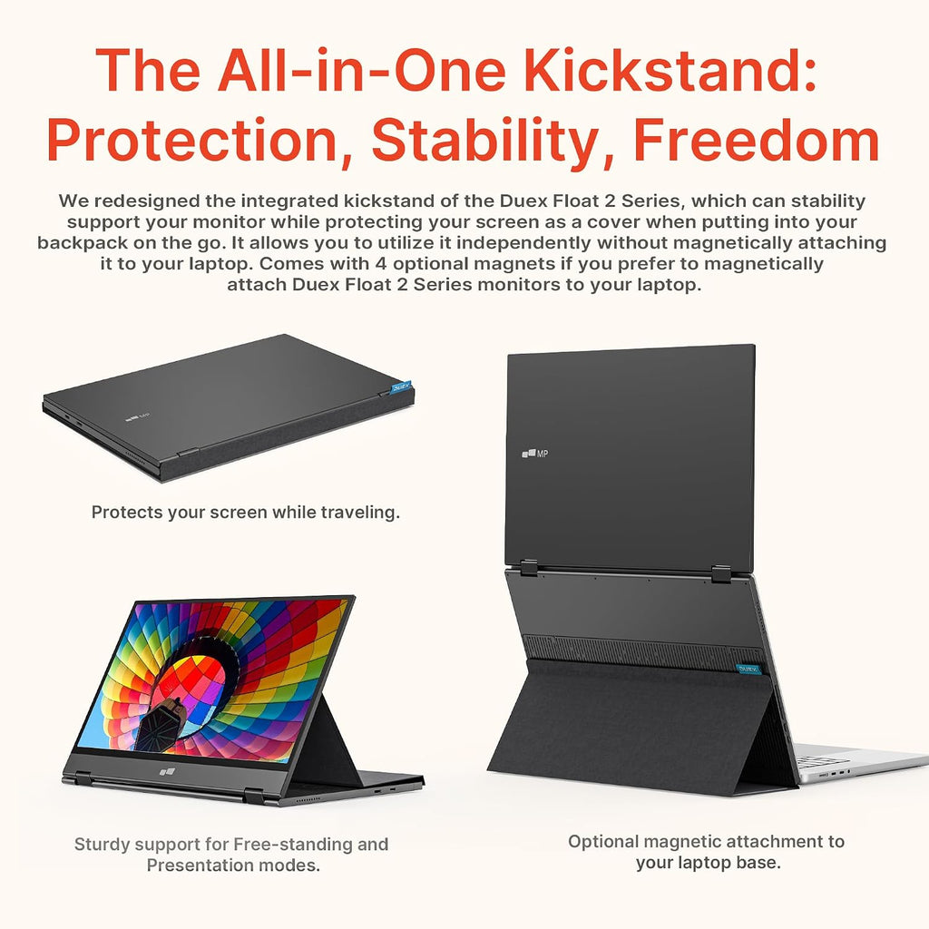 Portable Monitor - Mobile Pixels Duex Float 2 Pro 16-inch 2.5K Laptop Monitors, New Stacked Monitor for 15-16-inch Laptops. Built-in Dual Speakers, USB C/HDMI, Window/Mac/PC/Android Compatible