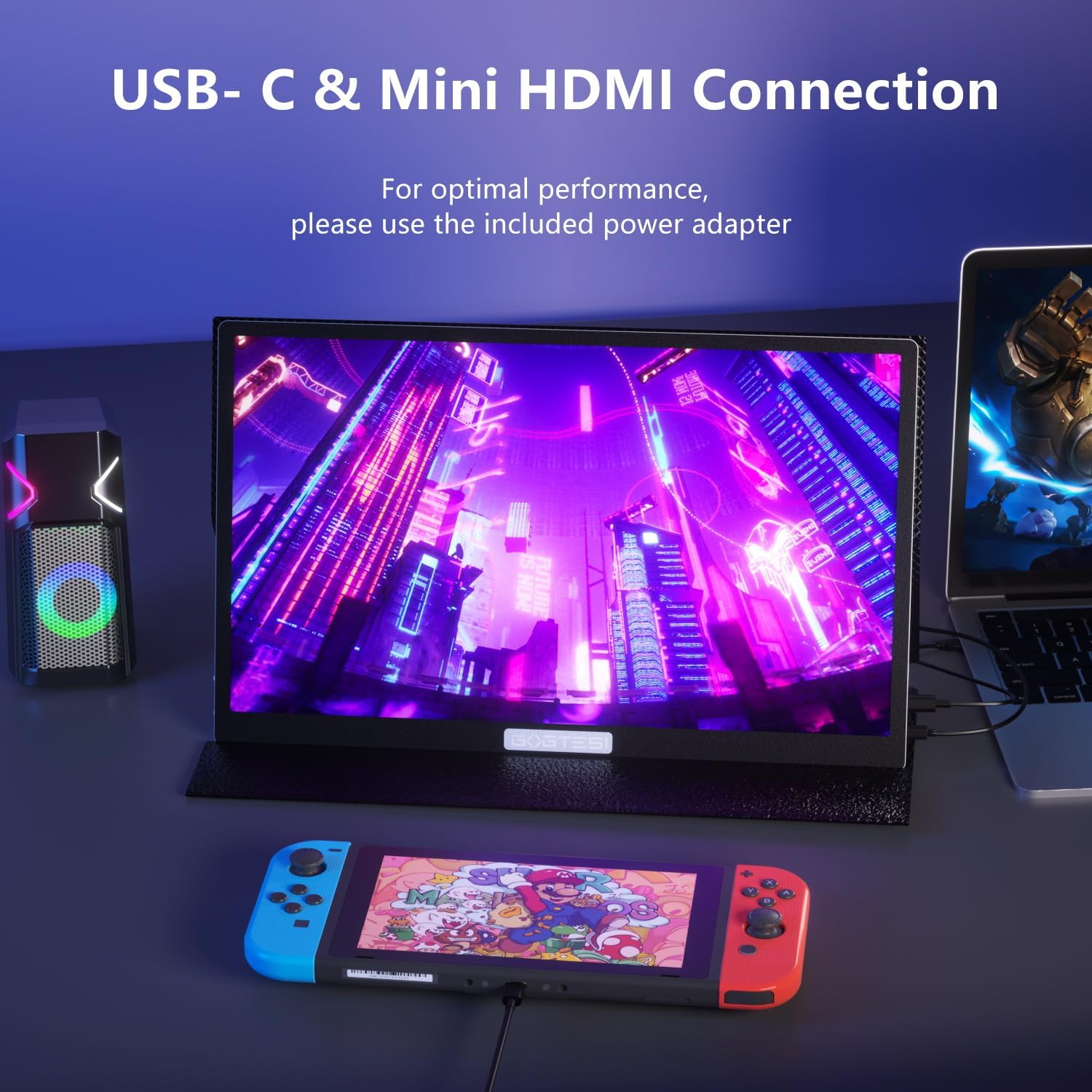 15.6 Inch 4K UHD Portable Gaming Monitor 120% sRGB Lightweight Metal Touchscreen with Type-C Mini HDMI Travel Monitor for Laptop/PC/Mac/PS4/5/Switch