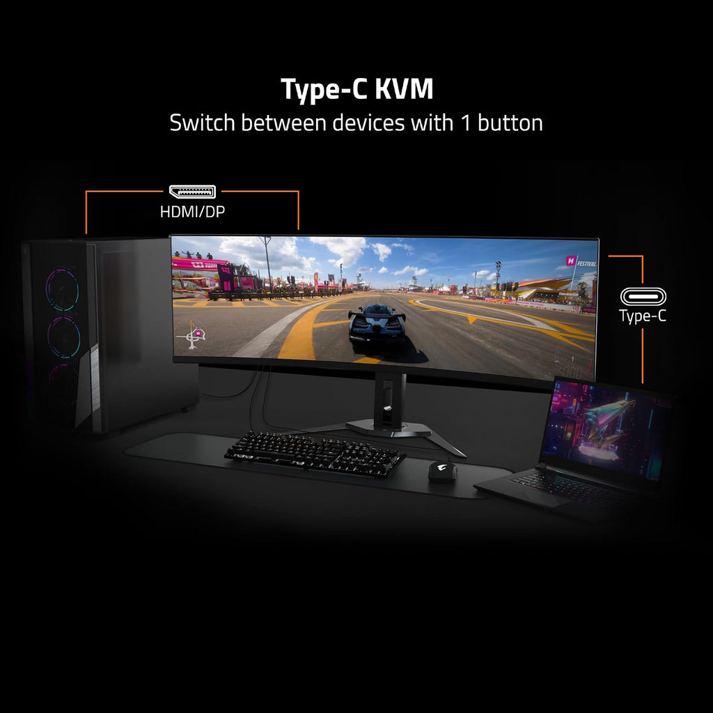 GIGABYTE - AORUS FO27Q3-27' QD OLED Gaming Monitor - QHD 2560x1440-360Hz - 0.03ms GTG - AMD FreeSync Premium Pro - Type C KVM - HDMI, DP, Type C - Height Adjustable - Black