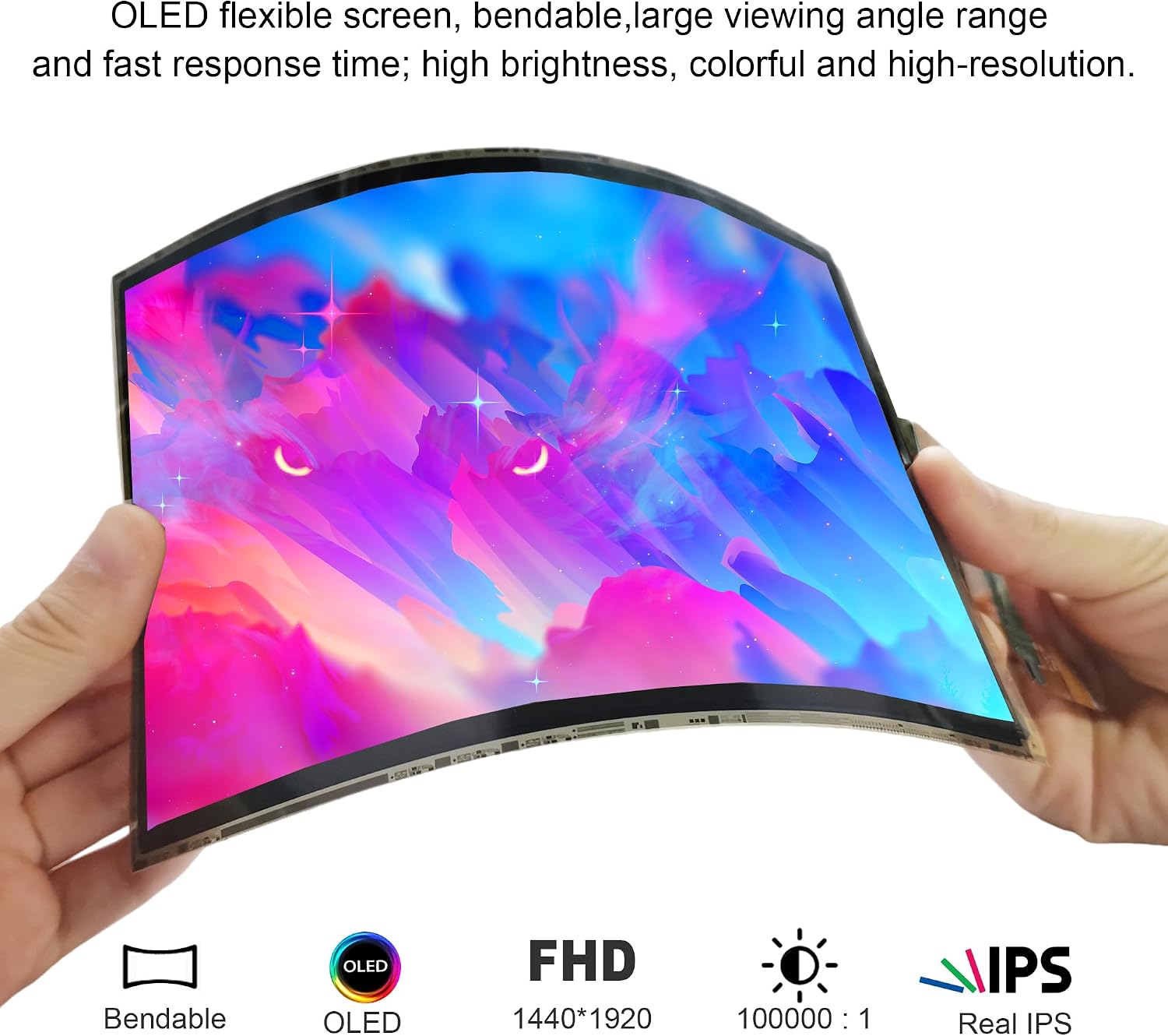 wisecoco 7.8 inch Flexible Display Curved Bendable Screen FHD 1440 * 1920 AMOLED Display with HDMI Driver Board OLED Monitor Without Enclosure Kit for DIY Prototype Demo