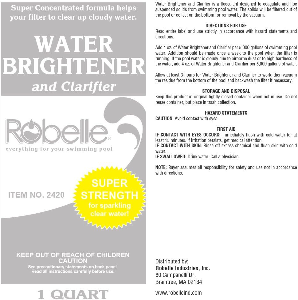 Robelle 1-Quart 12-Pack Premium Water Brightener and Clarifier, Pool Clarifier, Made in USA