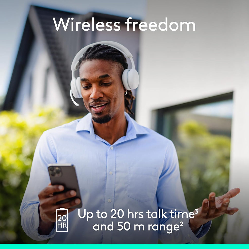 Logitech Zone Wireless 2 ES - Noise-Canceling Wireless Headset with Adaptive Hybrid ANC, Bluetooth - Off-White