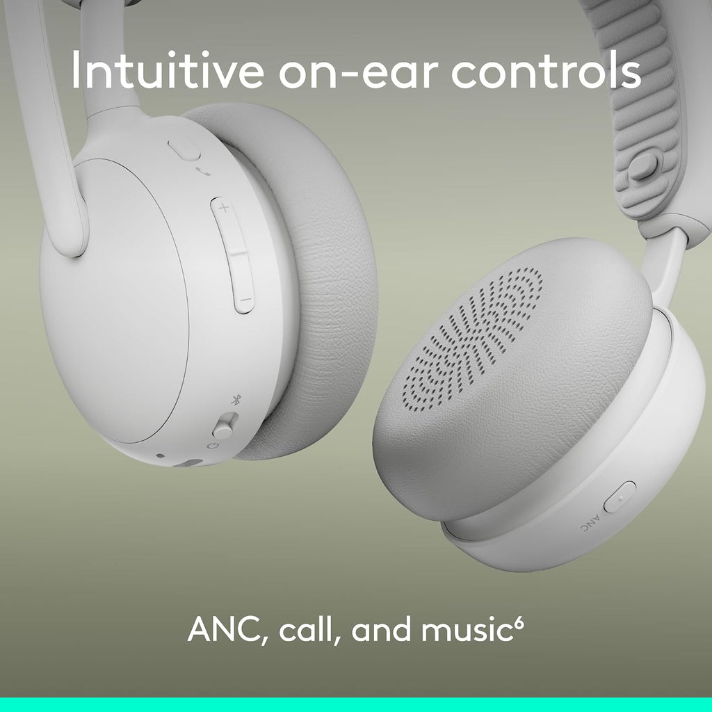 Logitech Zone Wireless 2 ES - Noise-Canceling Wireless Headset with Adaptive Hybrid ANC, Bluetooth - Off-White